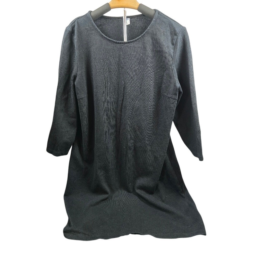 Old Navy Womens Black Knit 3/4 Sleeve Shift Dress Round Neck Large